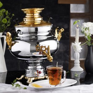 سماور برقی عالی نسب مدل سارینا نفیس طلایی ظرفیت 5.5 لیتر ✅ ارسال رایگان ✅