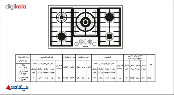 اجاق گاز صفحه ای نیک کالا مدل SGH 102