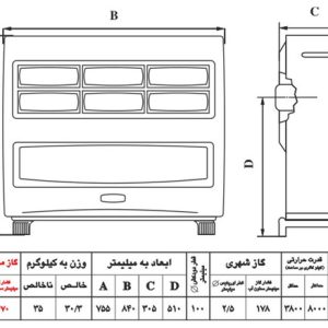 بخاری گازی نیک کالا مدل مهتاب MB-20