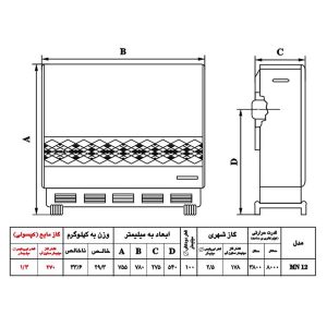 بخاری گازی نیک کالا مدل ترموستاتیک مرجان MN12-TH